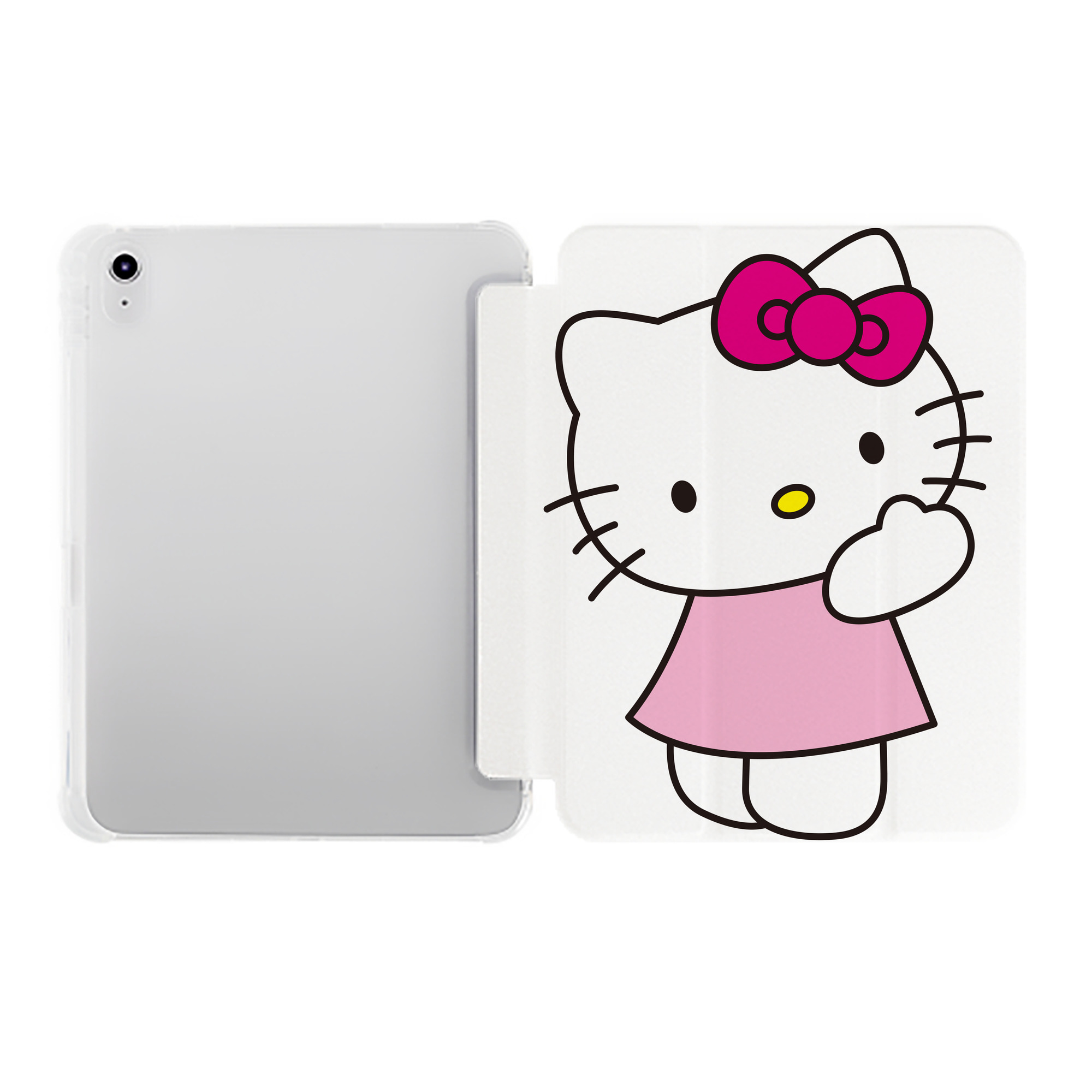 （画像用） Hello Kitty ハローキティ IPad ケース ペン収納付き 三つ折りスタンド PUレザー×シリコン 対応機種9.5/10.5/10.9インチ